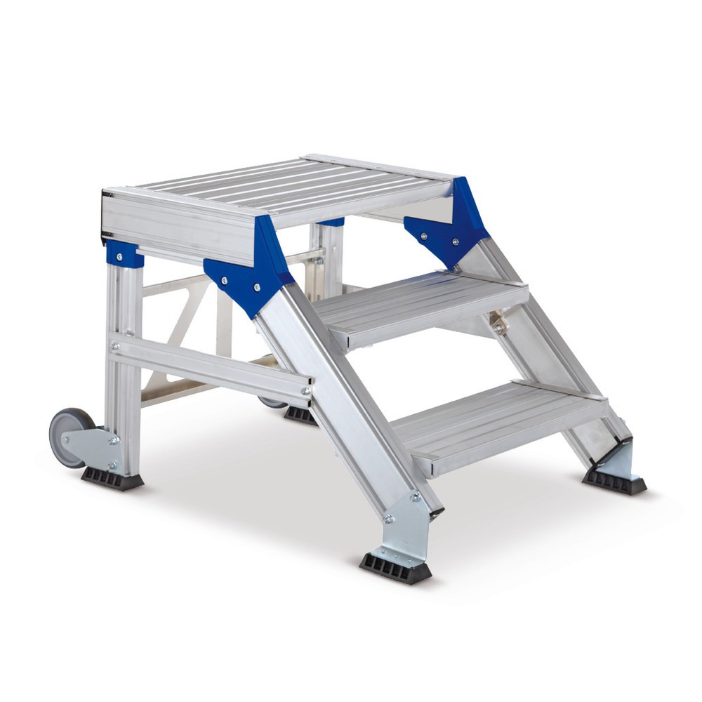 Image of Extrem robuste Sicherheitstreppe für sicheres Arbeiten In Betrieben müssen häufig Arbeiten in der Höhe erledigt werden. Sicherheit gewährleistet Ihnen hierbei diese Sicherheitstreppe: Sowohl ihre Standfüsse aus Kunststoff als auch die Aluminium-Treppen si