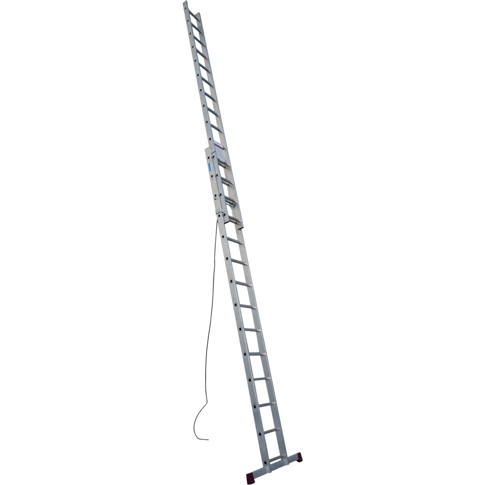 Image of Leichte Seilzug-Leiter für abgesicherte Fassadenarbeiten Für die Arbeit an Hauswänden und höher gelegenen Flächen bietet sich die 2-teilige Seilzug-Anlegeleiter KRAUSE® an. Aus leichtem, korrosionsbeständigem Aluminium gefertigt, lässt sich die Leiter beq