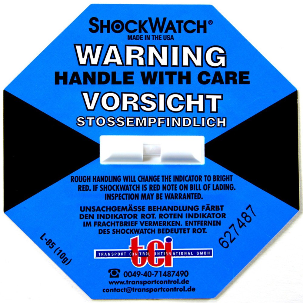 Image of  Warnetiketten für Schockindikatoren sind im Lieferumfang enthaltenShockindikator Shockwatch, 10 g / 50ms blau Shockindikator Shockwatch, 10 g / 50ms blau