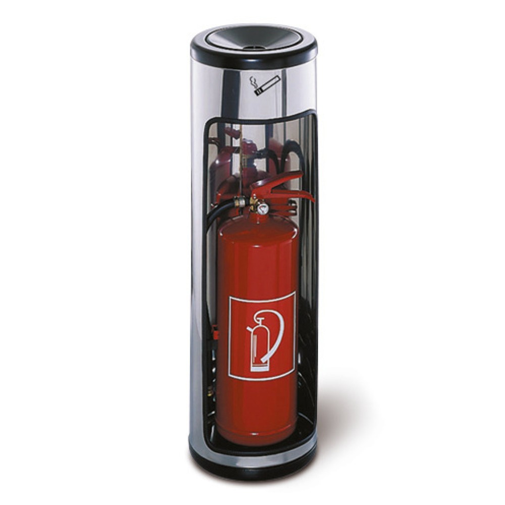 Image of Sicherheits-Standascher mit feuerhemmender Wirkung Der Sicherheits-Standascher mit Feuerlöschereinstellplatz ist für den Innen- und Ausseneinsatz geeignet. Durch die spezielle Löschkopf-Konstruktion ist eine feuerhemmende Wirkung gegeben. Zudem ist eine U