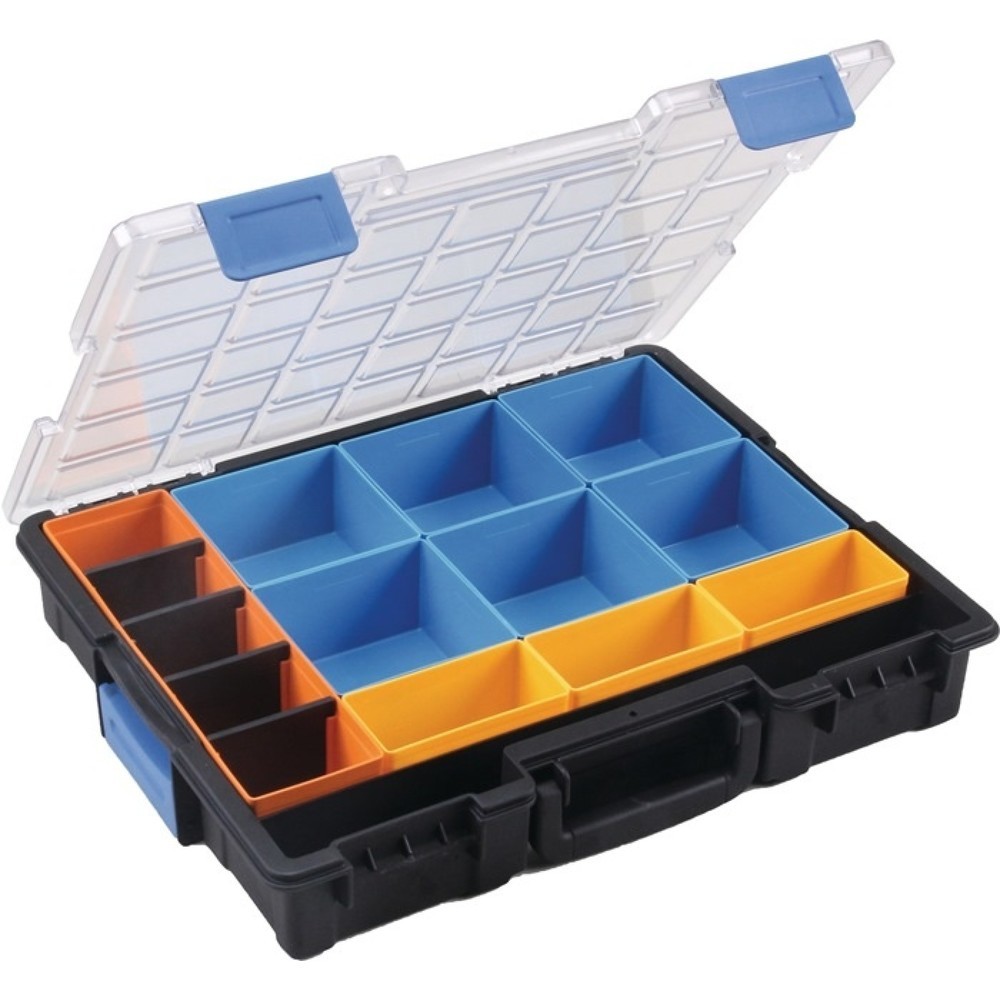 Image of  Deckelfarbe: transparentSortimentskasten Euro Plus Pro, 15 Fächer 4 Trennstege, B440xT355xH76mm, transparent schwarz Sortimentskasten Euro Plus Pro, 15 Fächer 4 Trennstege, B440xT355xH76mm, transparent schwarz