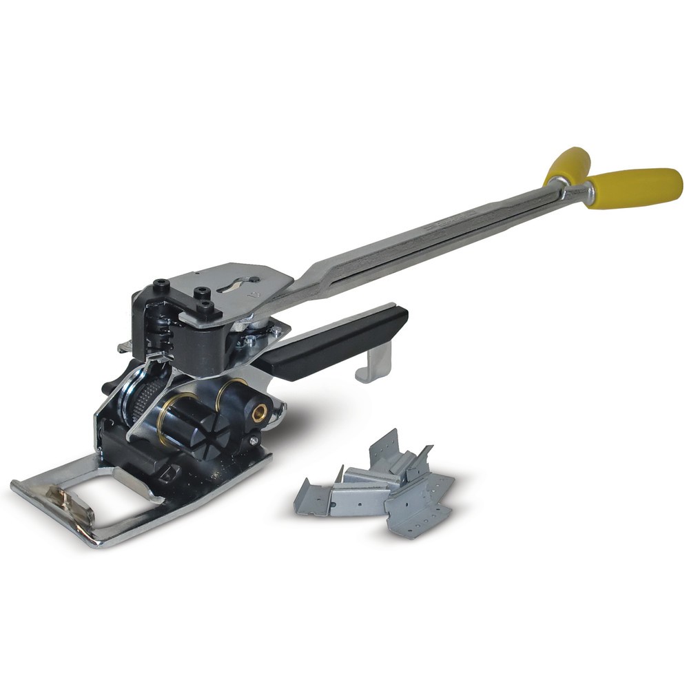 Image of Hohe Spannung bei geringer Dehnung – das Spann- und Verschlussgerät Standard für Polyethylen-Bänder Sie haben die Wahl zwischen einem Kombispanner-Modell für PET-Umreifungsbänder mit 13 oder einem Modell für 16 mm Breite. Beide Varianten eignen sich für e