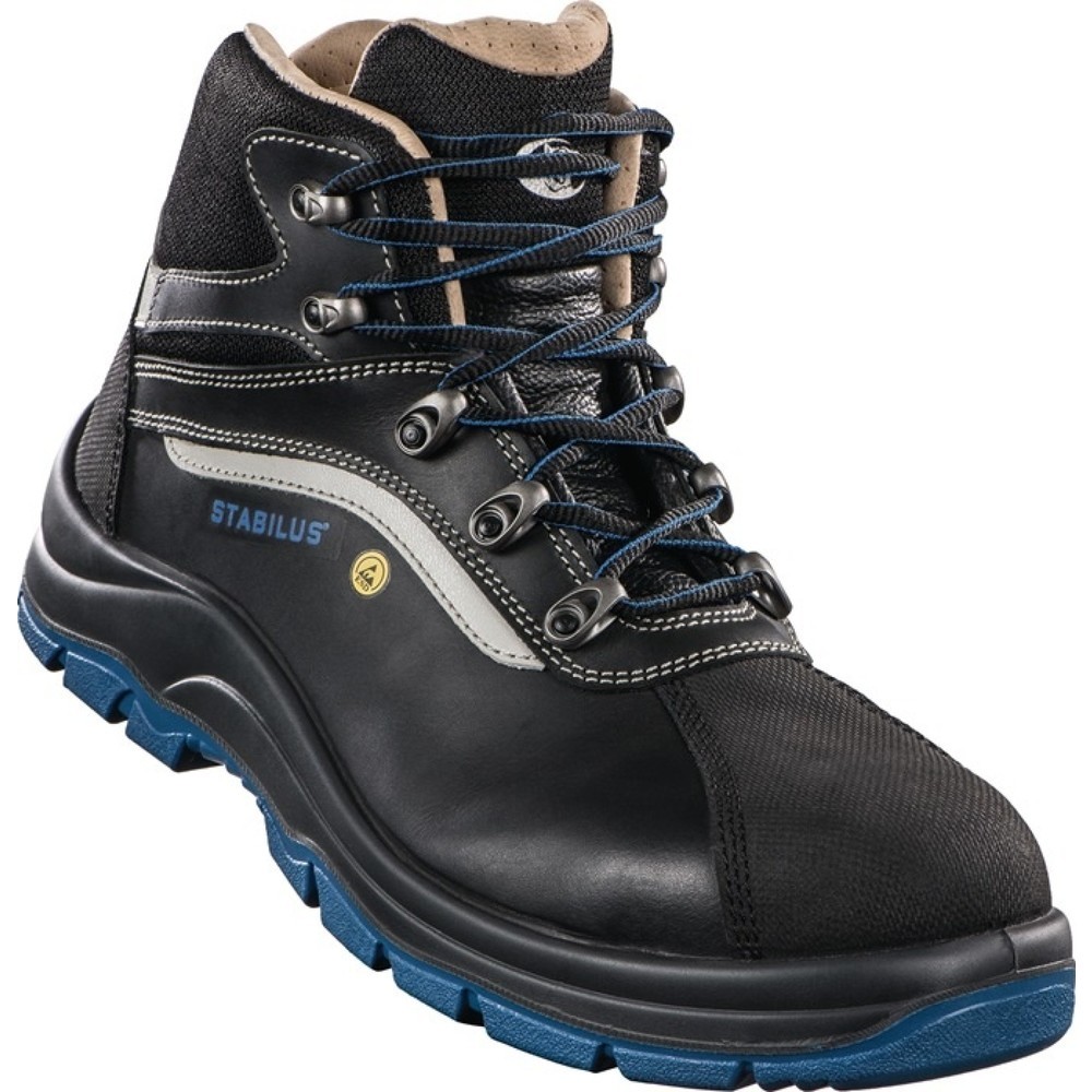 Image of  Allgemeine Eigenschaften (Fussschutz): auswechselbare FussbetteinlageSTABILUS Sicherheitsstiefel SPARTACUS MID, S3 SRC ESD EN ISO 20345, Grösse 40 schwarz/blau, Rindleder STABILUS Sicherheitsstiefel SPARTACUS MID, S3 SRC ESD EN ISO 20345, Grösse 40 schwa