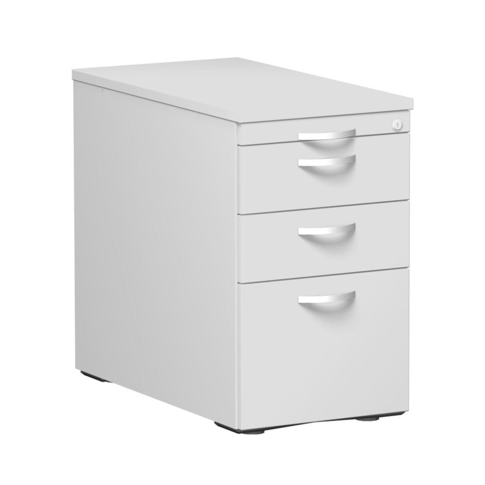 Image of  Masse B x T x H mm: 430 x 600 x 720; Anzahl Schubladen: 2; Anzahl Hängeregistratur: 1; Material: Korpus aus 19 mm Dreischicht-Feinspanplatte, 2 mm ABS-Unleimer, gerundet; Material der Schublade/Hängeregistratur: Metall; Farbe: lichtgrauStandcontainer mit