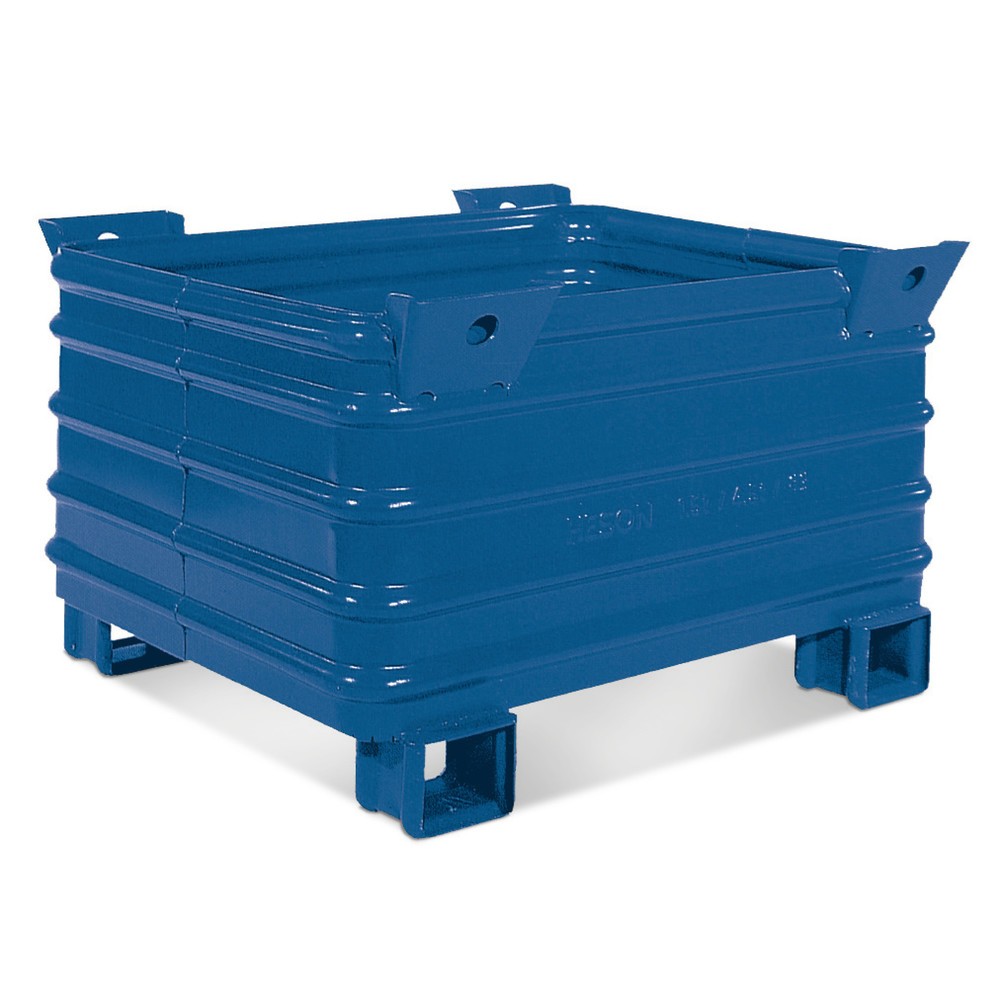 Image of Robuster Stapelbehälter HESON® mit Staplertaschen für den Betriebsalltag Der widerstandsfähige Transportbehälter aus Metall hat sich aufgrund seiner vielseitigen Verwendbarkeit u. a. in der Automobilindustrie hundertausendfach bewährt. Sie können ihn sowo