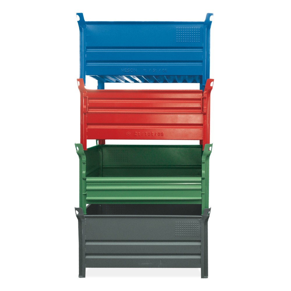 Image of Massiver Stapelbehälter HESON® für Verwahrung und Transport von Betriebsmaterial Transportbehälter aus Stahl setzen Sie vielseitig ein: Ob für die Lagerung und die Verwahrung von Produktionsmitteln oder den Transport von Betriebsgütern – in Handwerk und I