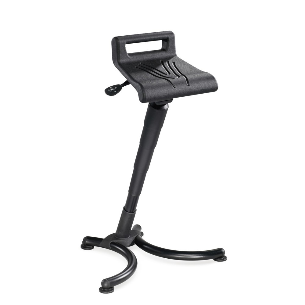 Image of Bequeme Stehhilfe mit Flachsitz und Tragegriff Ein gesunder Haltungsapparat ist in vielen Berufen das A und O. Bei Arbeiten, die im Stehen ausgeführt werden, verschaffen Stehsitze Ihnen und Ihren Mitarbeitern die nötige Entlastung für den Bewegungsapparat