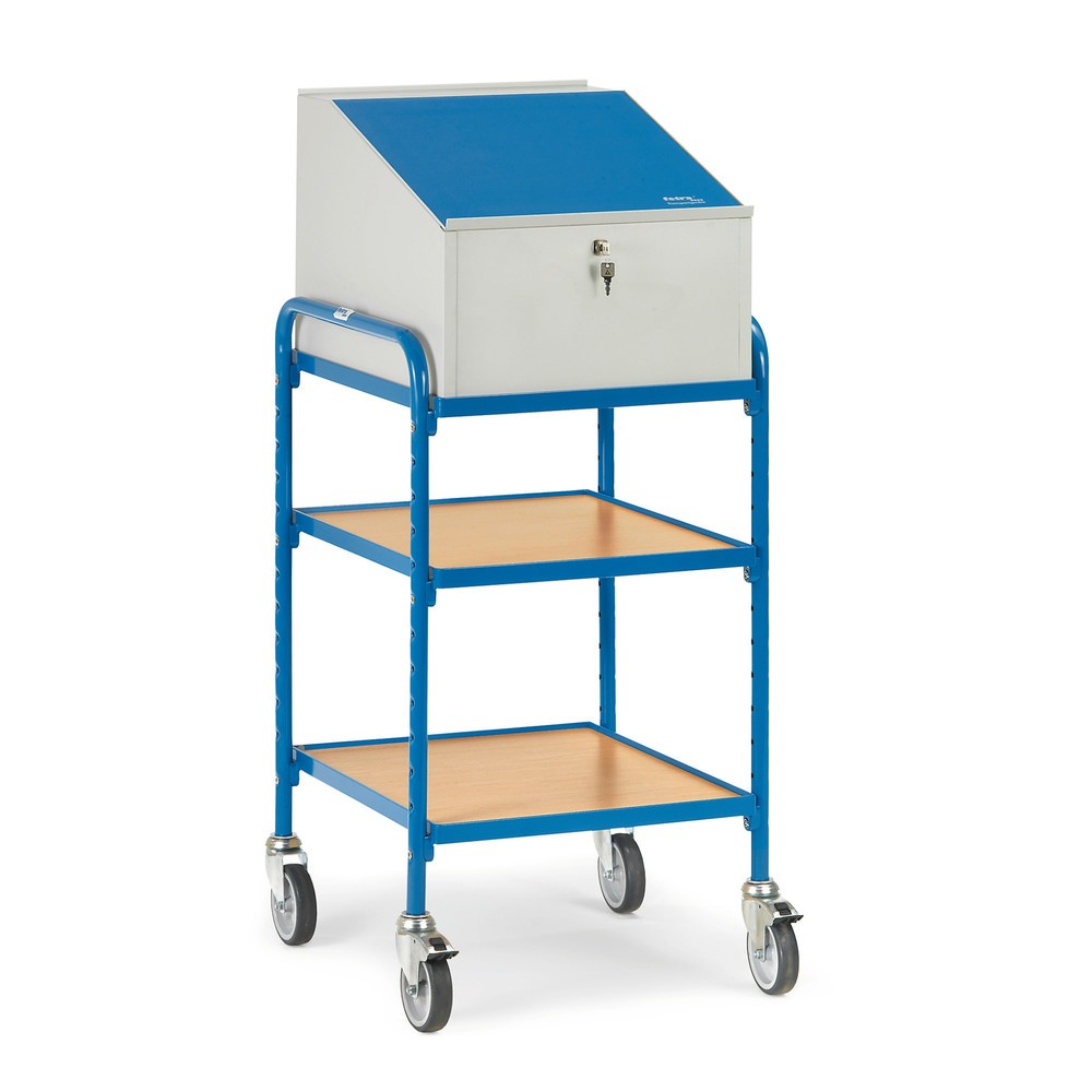 Image of Stabiles und praktisches Stehpult fetra®: fahrbar mit verschliessbarem Aufsatz Dieses Stehpult fetra® mit Rollen können Sie als mobile Schreib- und Ablagefläche in Ihrem Betrieb nutzen. Die stabile Schraubkonstruktion aus Stahlrohr und geschweisstem Profi