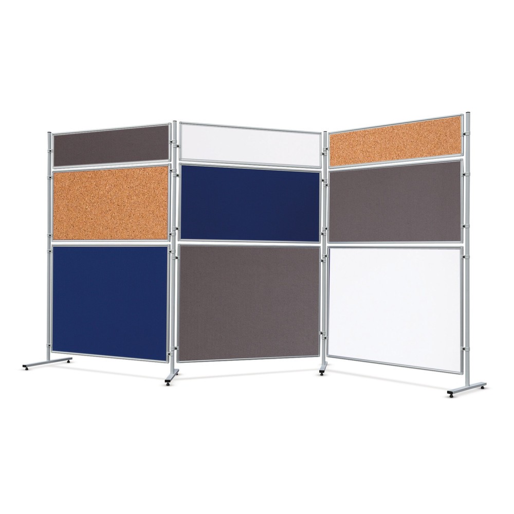 Image of Beidseitig verwendbare Stellwand mit vielseitigen Einsatzmöglichkeiten Mit der Stellwandtafel BASIC, Filz erhalten Sie Raumteiler, Sichtschutz und Präsentationswand in einem. Löcher, die durch Pinnnadeln entstehen, sind in der Filzoberfläche nach dem Hera