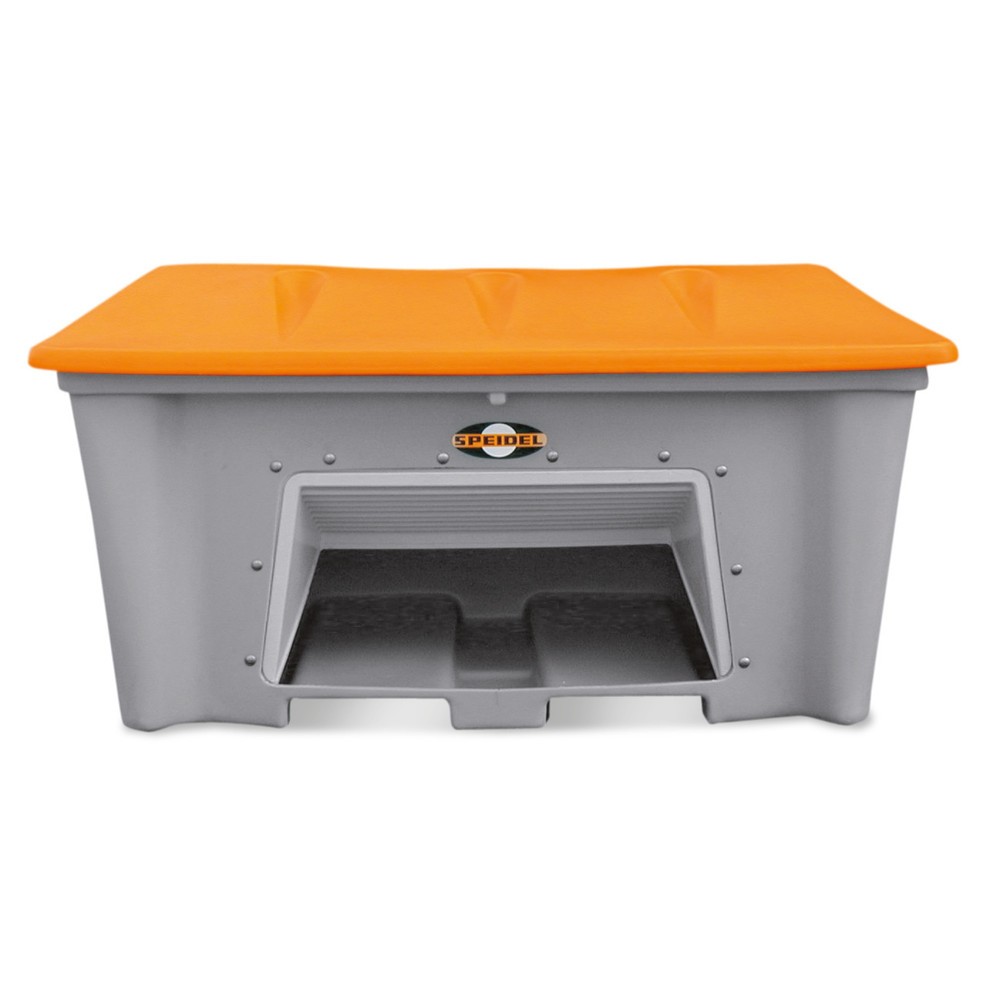 Image of Ideal zur Lagerung von Streugut für den Winterdienst Der Streugutbehälter SPEIDEL mit Entnahmeöffnung besteht aus stabilem, UV-beständigem und recyclingfähigem Polyethylen-Kunststoff und zeichnet sich durch seine besondere Stabilität, Korrosions- und Witt