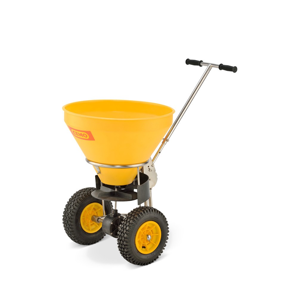 Image of Streuwagen CEMO – Ganzjähriger Einsatz zum Ausbringen von Streugut Der Streuwagen CEMO wird mittels verstellbarer Schubstange angetrieben und ist für den professionellen und auch privaten Einsatz geeignet. Der Streuwagen verfügt über einen Rahmen aus hoch