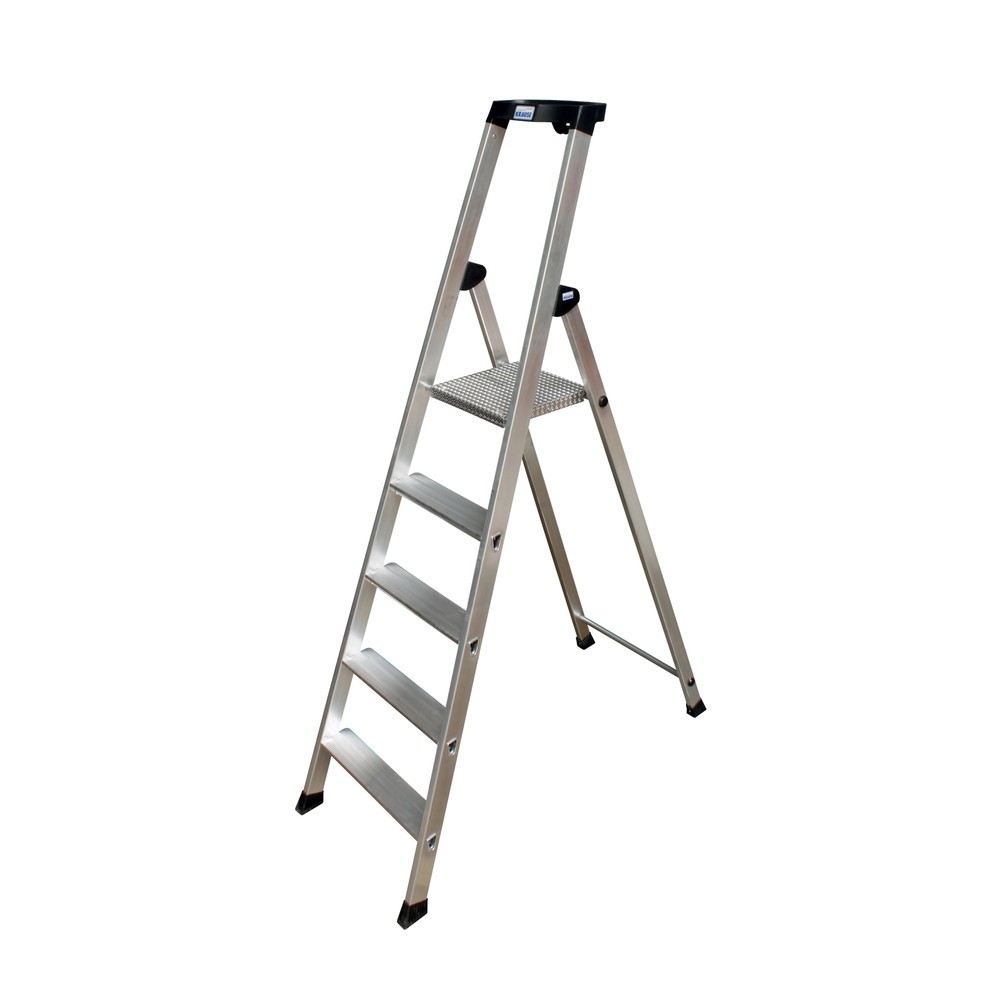 Image of Die Stufen-Stehleiter für den flexiblen Einsatz Hochwertige Materialien und eine präzise Verarbeitung machen diese KRAUSE® Stehleiter zu einem ebenso flexiblen wie verlässlichen Hilfsmittel im Arbeitsalltag. Die Leiter besteht aus hochrobustem Aluminium, 