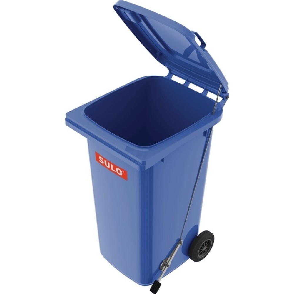 Image of  leicht zu reinigenSULO Müllgrossbehälter, fahrbar, mit Fusspedal, 120 l HDPE blau SULO Müllgrossbehälter, fahrbar, mit Fusspedal, 120 l HDPE blau