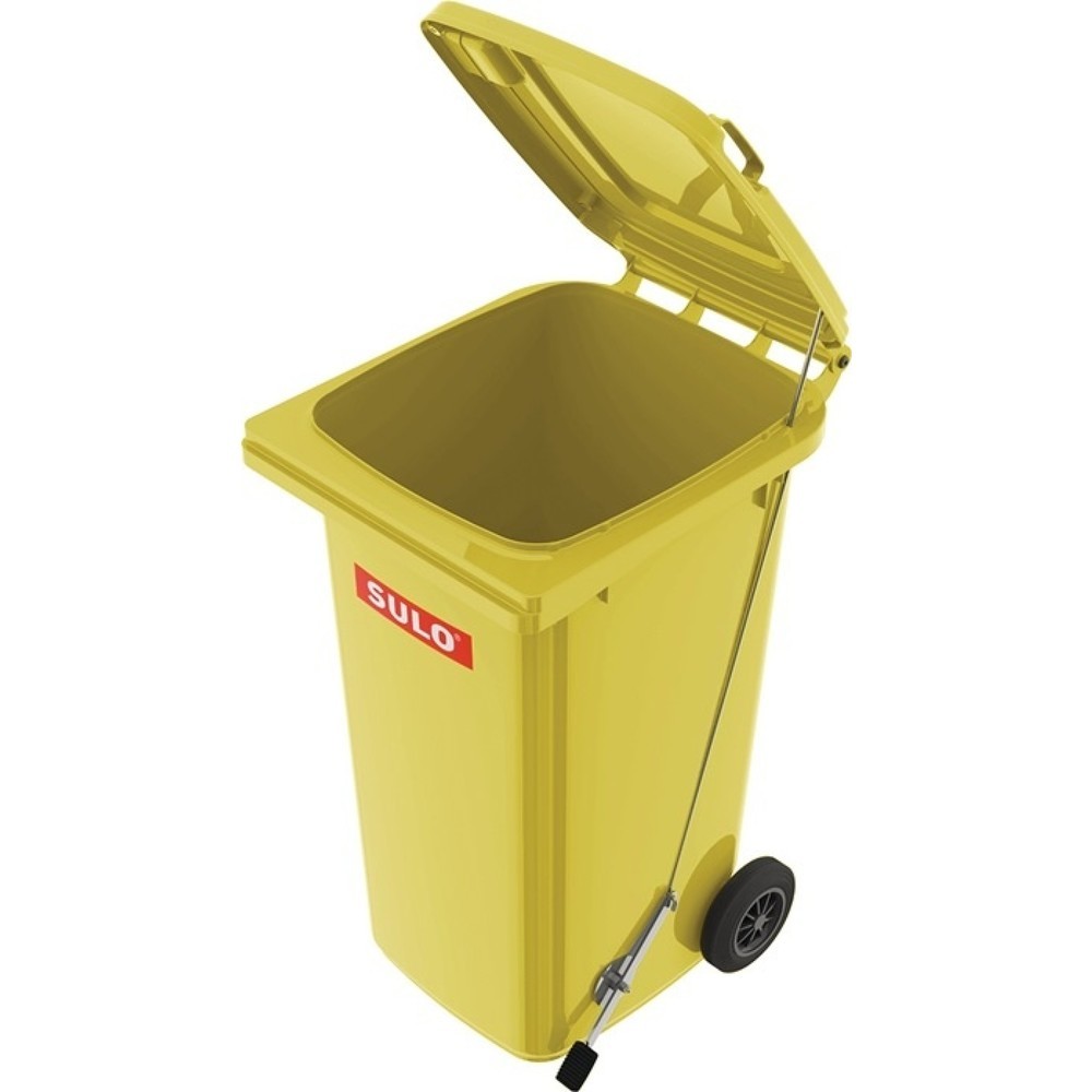 Image of  leicht zu reinigenSULO Müllgrossbehälter, fahrbar, mit Fusspedal, 120 l HDPE gelb SULO Müllgrossbehälter, fahrbar, mit Fusspedal, 120 l HDPE gelb