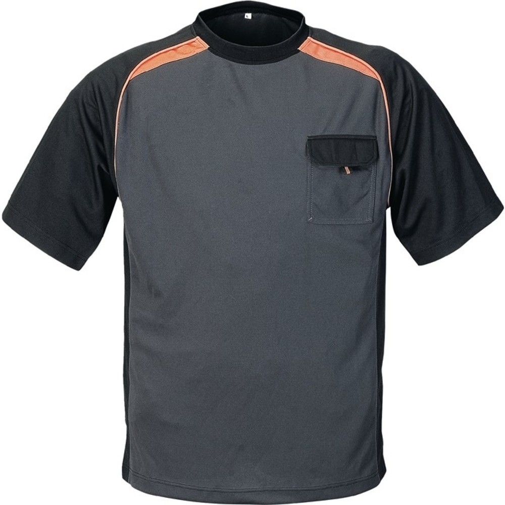 Image of  aufgesetzte Brusttasche mit Klettverschluss versehenTERRATREND T-Shirt Gr.M dunkelgrau/schwarz/orange TERRATREND T-Shirt Gr.M dunkelgrau/schwarz/orange