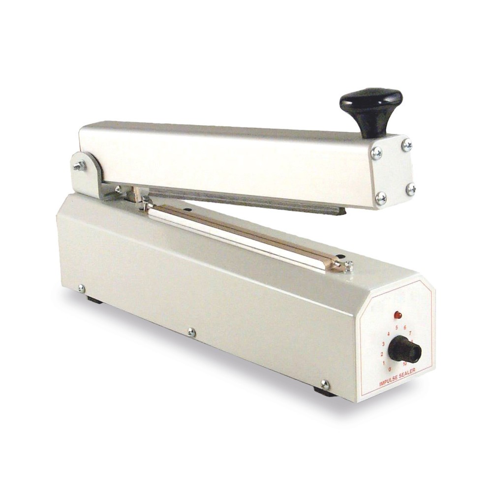 Image of Folienschweissgerät - der Allrounder. Zum Verschliessen von Beuteln. Fertiger Beutel wird zwischen die Schweissschienen gelegt und der Schweissarm 2 sek. Heruntergrdrückt. Bis die Kontroll-Lampe erlischt. Schweissbare Folienstärke bis 2x0,2mm.Tisch-Folien