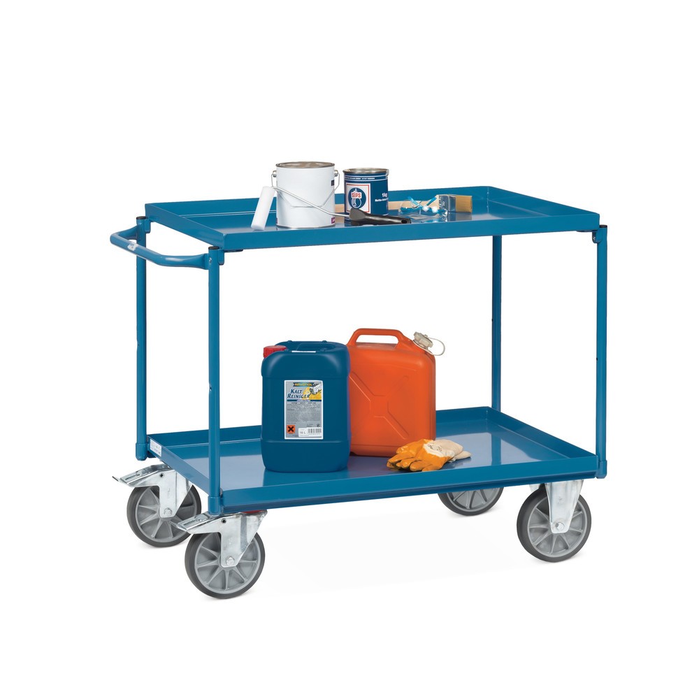 Image of Mit dem Tischwagen von fetra® bleibt alles sicher auf der Ladefläche Der Tischwagen fetra® mit seinem erhöhtem Wannenrand bringt Ihre Ladung sicher ans Ziel. Speziell designt für eine tropfsichere Beförderung eignet sich dieses Transportgerät besonders gu