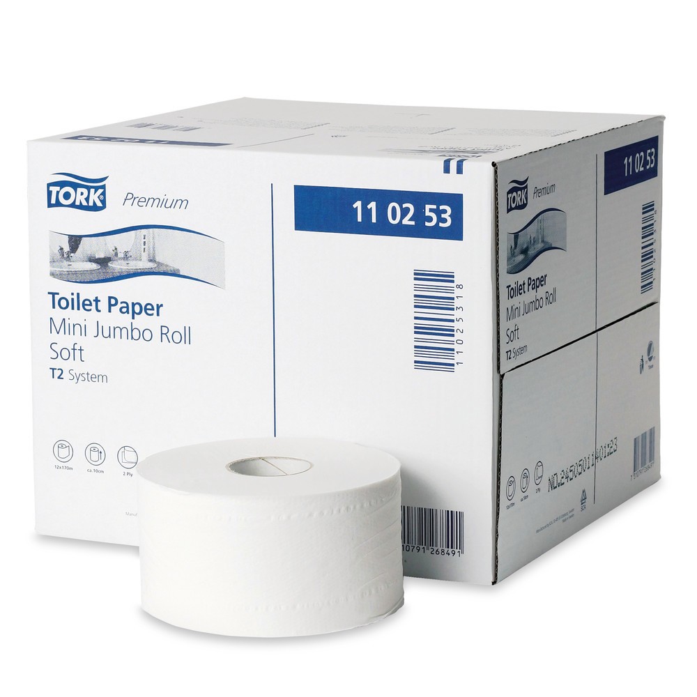 Image of hochweisses, 3-lagiges Tissue, extra weich, Waffel-/Honigwabenprägung, perforiert, 250 Blätter, VE=30 RollenToilettenpapier TORK® Premium für JUMBO-Spender Toilettenpapier TORK® Premium für JUMBO-Spender