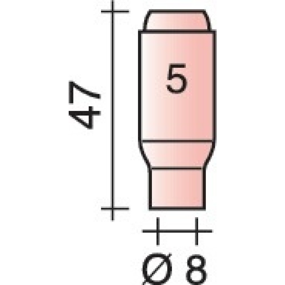 Image of  Ausführung: StandardTRAFIMET Keramische Gasdüse, Ø 8 mm, Standard, Länge 47 mm TRAFIMET Keramische Gasdüse, Ø 8 mm, Standard, Länge 47 mm