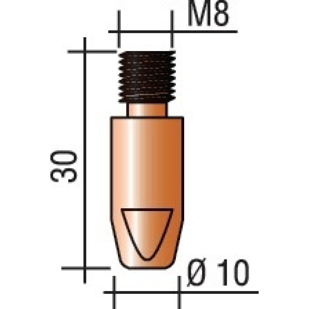 Image of  passend für: ERGOPLUS 400/500TRAFIMET Stromdüse, E-Cu, Draht-Ø 1,4 mm M 8 Länge 30 mm TRAFIMET Stromdüse, E-Cu, Draht-Ø 1,4 mm M 8 Länge 30 mm