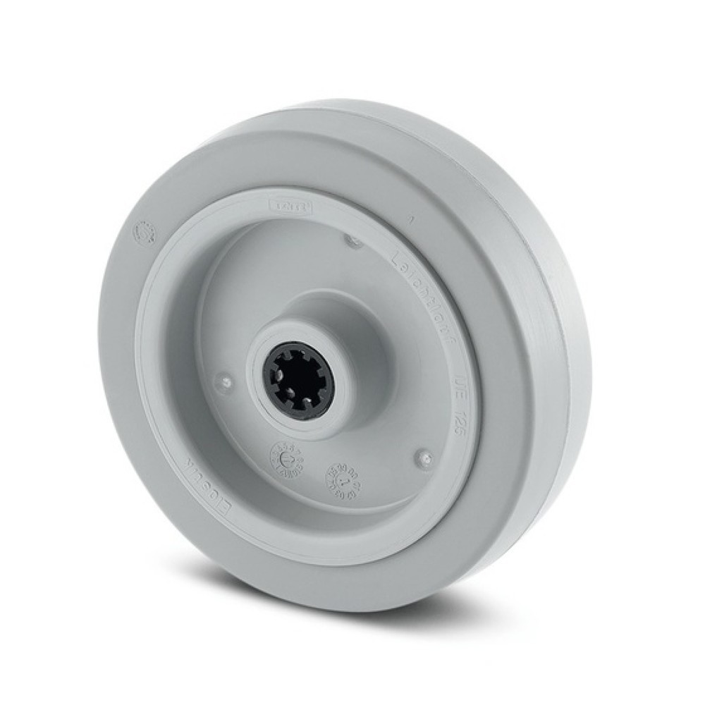 Image of Hohe Spurtreue bei kleinen Unebenheiten Das Transportgeräterad TENTE Elastik-Gummi, Rollenlager kann auf einer Vielzahl von Bodenbelägen problemlos verwendet werden. Der Radkörper besteht aus Polyamid und hat ein robustes, weitgehend wartungsfreies Rollen