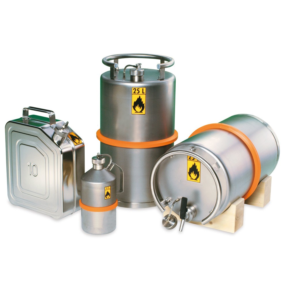 Image of Transportkanister für maximale Arbeitssicherheit und dauerhaft sichere Aufbewahrung Wenn Sie mit gefährlichen Stoffen wie Benzin oder Schwefelsäure arbeiten, steht Sicherheit an erster Stelle. Diese Sicherheitskanister schützen Sie optimal beim Umgang mit