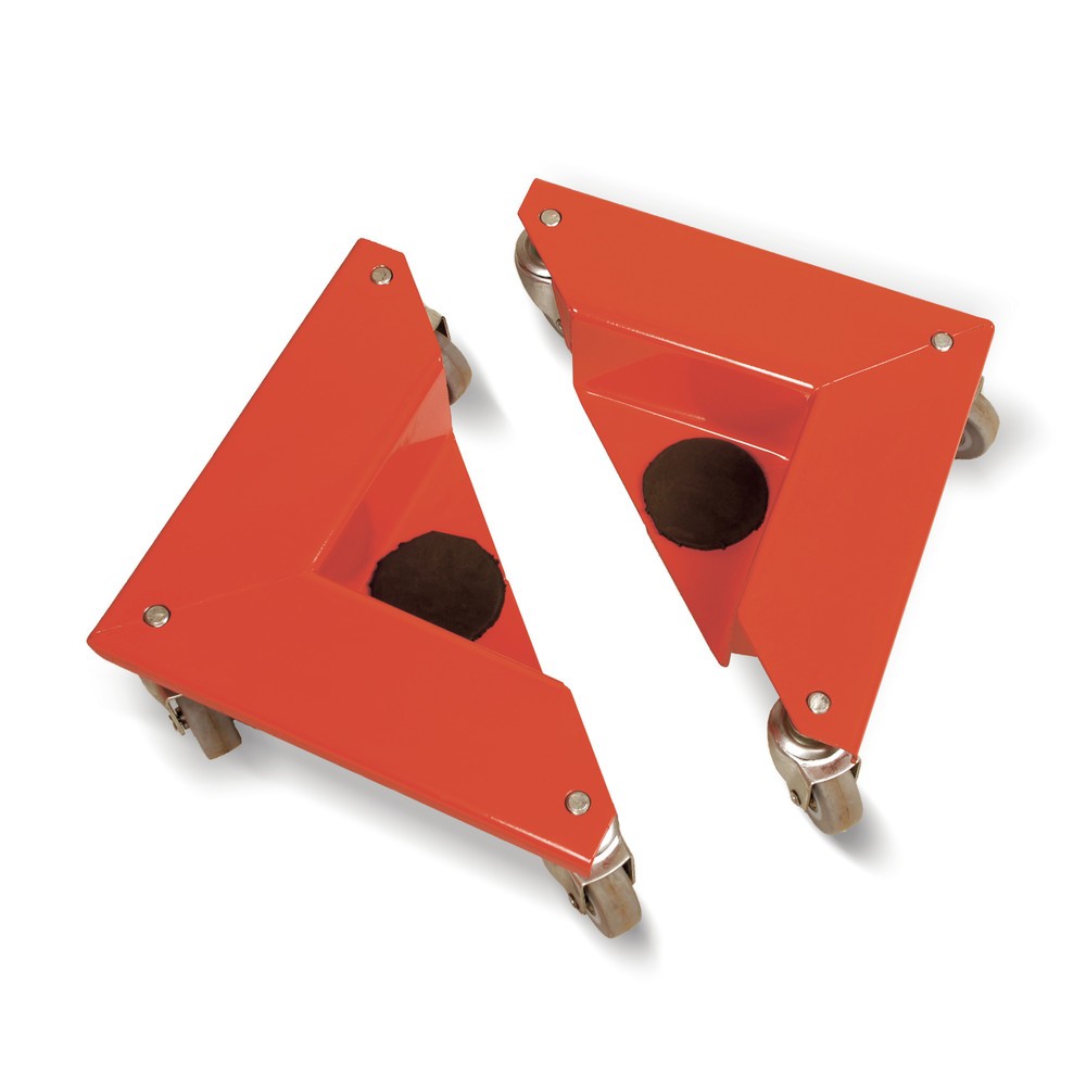 Image of Einfach an die Ecke angebracht und leicht verschoben Dieser Transportroller mit Vollgummi-Lenkrollen hat eine geringe Ladehöhe und erleichtert somit nicht nur das Beladen, sondern auch das Entladen. Einmal am Zielort angekommen kann man die Transportrolle