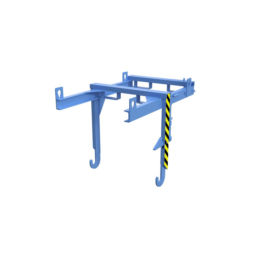 Image of  Mit Einfahrbügeln und KranösenTraverse Typ BKT für stapelbare Kippbehälter, TK 1.000 kg, Volumen 0,55 m³, RAL 5012 lichtblau Traverse Typ BKT für stapelbare Kippbehälter, TK 1.000 kg, Volumen 0,55 m³, RAL 5012 lichtblau