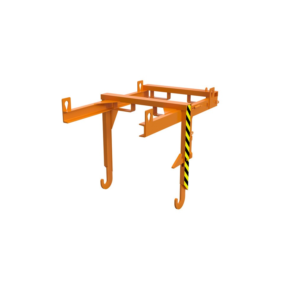 Image of  Mit Einfahrbügeln und KranösenTraverse Typ BKT für stapelbare Kippbehälter, TK 1.000 kg, Volumen 0,55 m³, RAL 2000 gelborange Traverse Typ BKT für stapelbare Kippbehälter, TK 1.000 kg, Volumen 0,55 m³, RAL 2000 gelborange