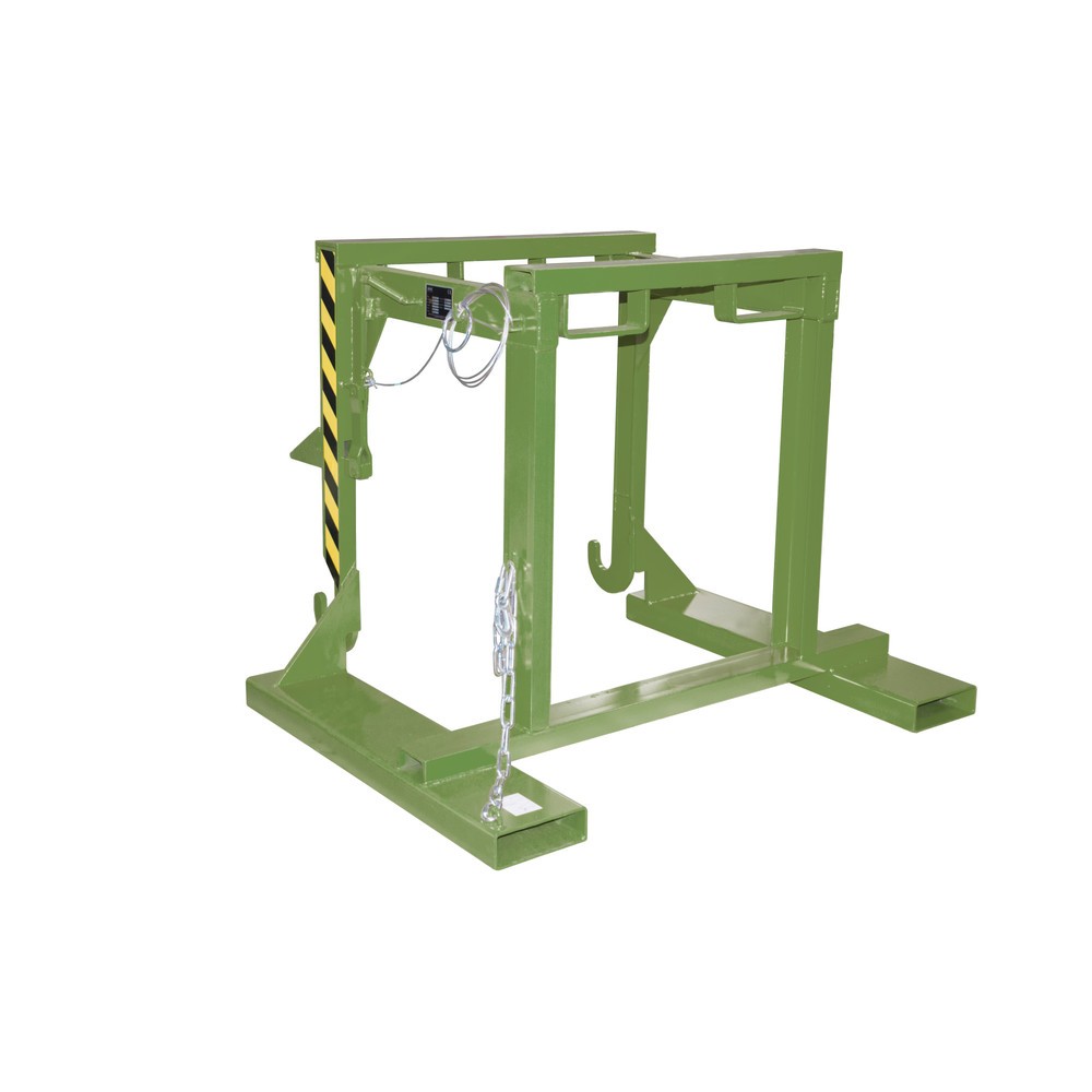 Image of  Aufnahme des Stapelkippers an den AufnahmezapfenTraverse Typ BST-U für stapelbare Kippbehälter, TK 1.500 kg, Volumen 0,7 m³, RAL 6011 resedagrün Traverse Typ BST-U für stapelbare Kippbehälter, TK 1.500 kg, Volumen 0,7 m³, RAL 6011 resedagrün