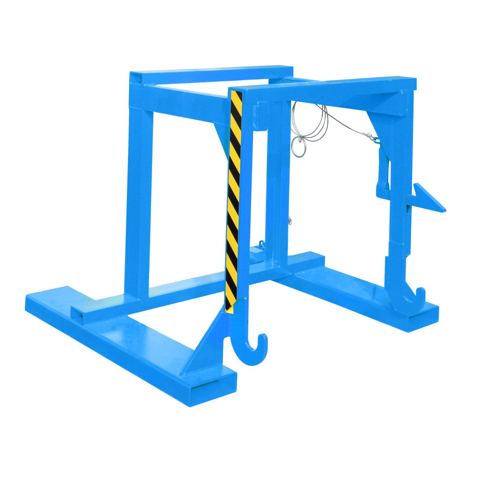 Image of  Aufnahme des Stapelkippers an den AufnahmezapfenTraverse Typ BST-U für stapelbare Kippbehälter, TK 1.000 kg, Volumen 0,55 m³, RAL 5012 lichtblau Traverse Typ BST-U für stapelbare Kippbehälter, TK 1.000 kg, Volumen 0,55 m³, RAL 5012 lichtblau