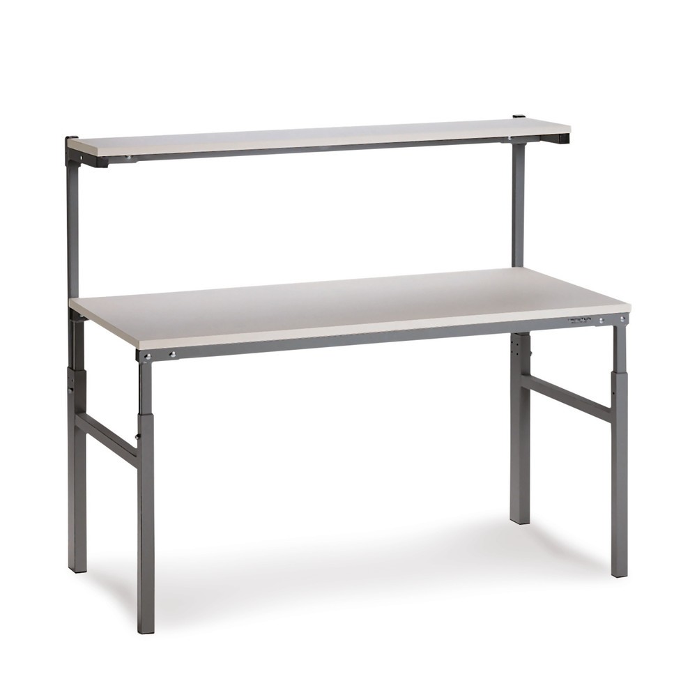 Image of Ein Arbeitstisch mit Etagenbord – für eine ergonomische Arbeitsplatzgestaltung Der Arbeitstisch ist höhenverstellbar und lässt sich mit anderen Tischen und Zubehör erweitern und so flexibel an Ihre betrieblichen Gegebenheiten anpassen. So schaffen Sie erg