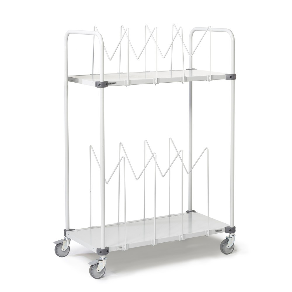 Image of Kartonagen-Transportwagen zum Optimieren von Arbeitsabläufen in Versand, Lager oder Büro Der TRESTON Kartonwagen mit Lenkrollen macht Schluss mit unnötigen Wegen zum Suchen und Herbeischaffen des passenden Verpackungsmaterials. Auf dem Spezialwagen befind