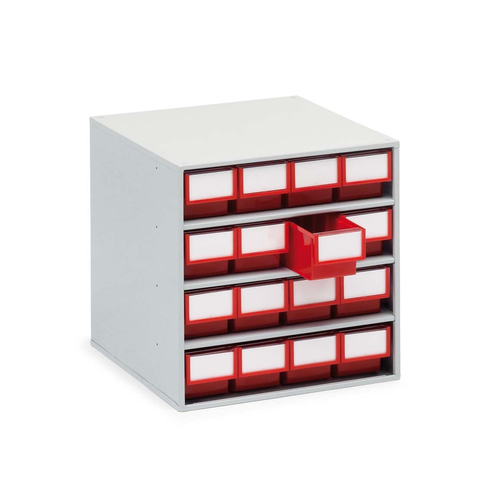 Image of Schubladenmagazin mit 16 Schubladen Ob einzeln, gestapelt, an der Wand befestigt oder im praktischen Drehständer kombiniert - das Schubladenmagazin für die Lagerung von Kleinteilen kann vielfältig und flexibel untergebracht werden. Durch die integrierte A
