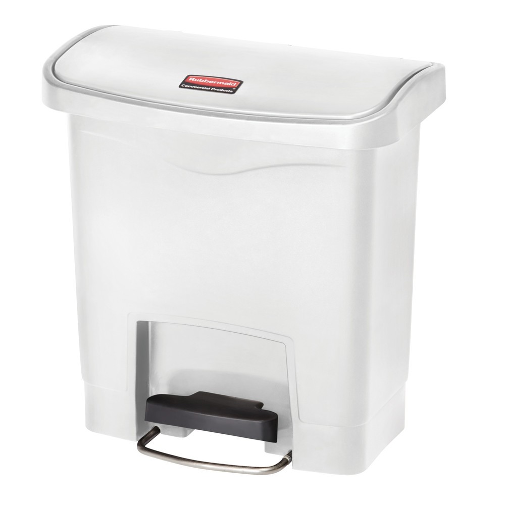 Image of Robuster Mülleimer aus bruchsicherem Kunststoff Im Tret-Abfallbehälter Rubbermaid Slim Jim® aus Kunststoff entsorgen Sie Ihren Müll hygienisch und bequem: Per Fusspedal an der Breitseite öffnen und schliessen Sie den Deckel mit integriertem Dämpfungssyste