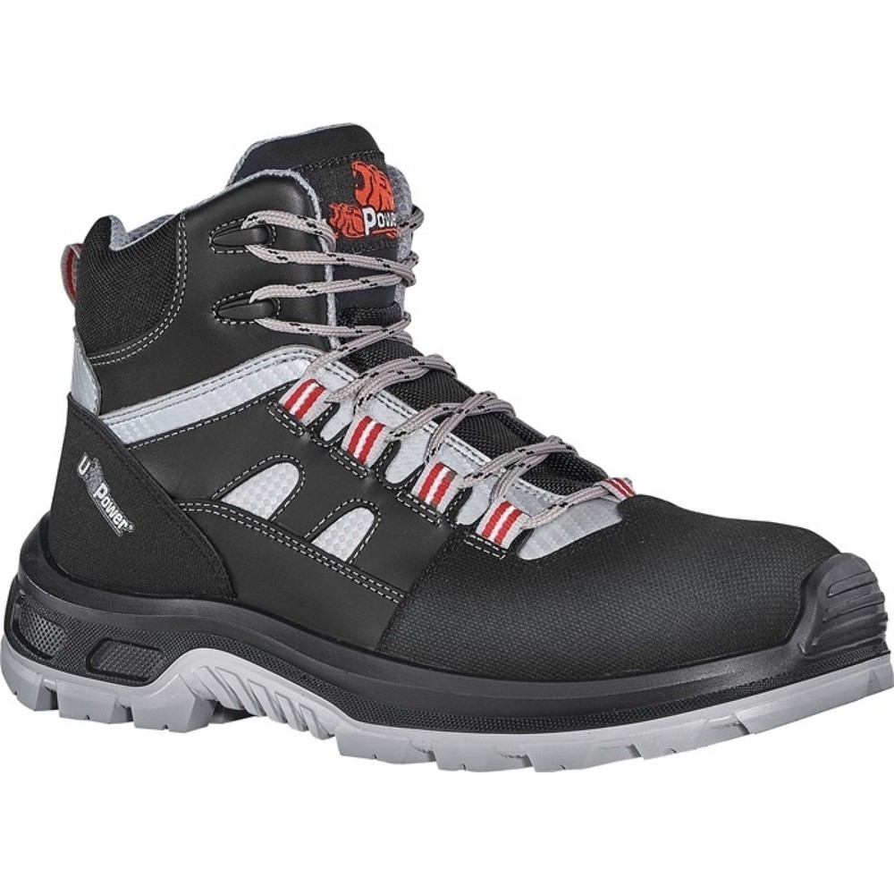 Image of  Norm: EN ISO 20345U.POWER Sicherheitsstiefel Cross, S3 SRC EN ISO 20345, Grösse 44 schwarz/grau/rot, Veloursleder/Meshmaterial U.POWER Sicherheitsstiefel Cross, S3 SRC EN ISO 20345, Grösse 44 schwarz/grau/rot, Veloursleder/Meshmaterial