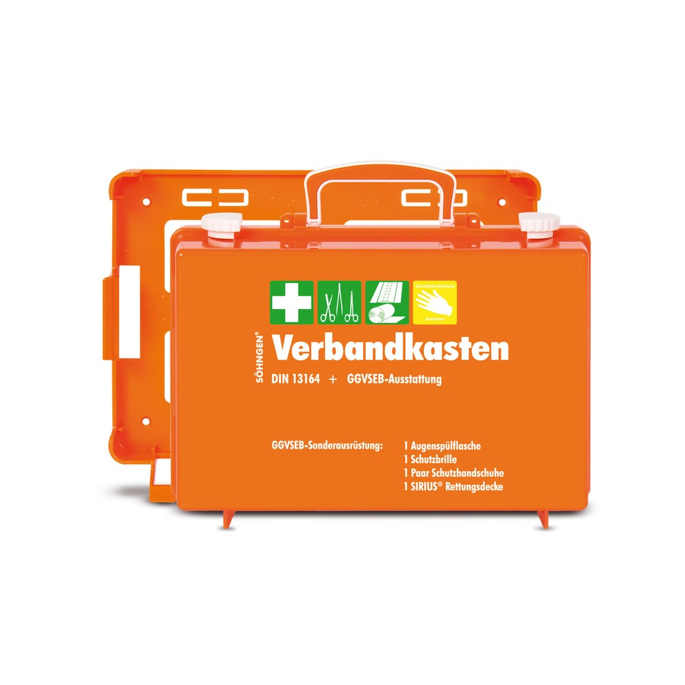 Image of Stabiler Koffer für den mobilen und stationären Einsatz Der Verbandkasten SÖHNGEN® SN-CD, GGVSEB + Kfz ist mit einer Füllung gemäss DIN 13164 ausgestattet und enthält u. A. Wundreinigungstücher, Kompressen, eine Rettungsdecke sowie eine gebrauchsfertige A