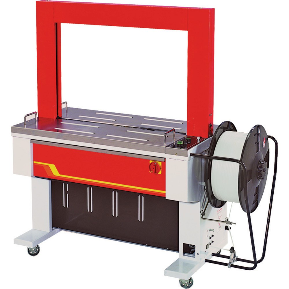 Image of Zuverlässig beim Sichern von Packstücken: das vollautomatische Rahmen-Umreifungsgerät Modell 9000 Mit der vollautomatischen Umreifungsmaschine Modell 9000 verschweissen Sie Ihre Packstücke so einfach und schnell wie noch nie. Sie müssen lediglich Ihr Pake