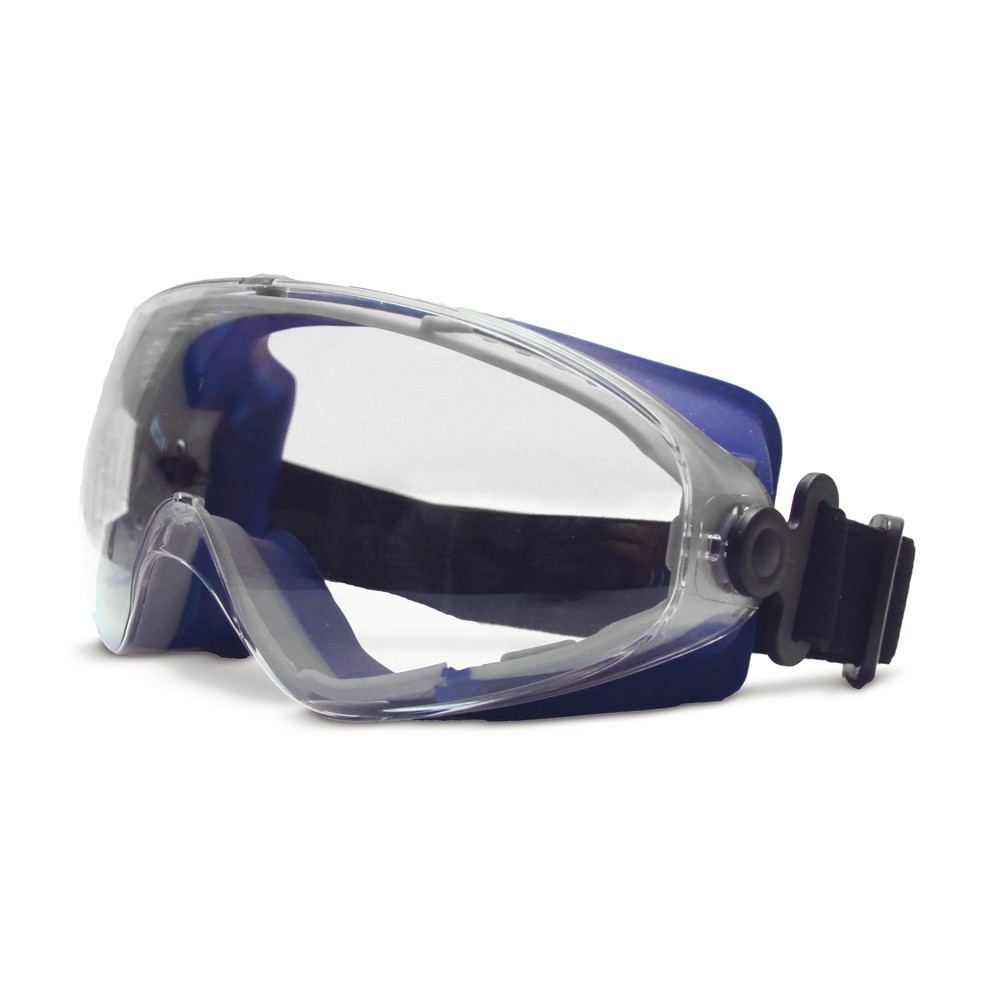 Image of Leichte und anpassbare Arbeitsschutzbrille Die Vollsichtbrille Full Vision ist ein sportliches Modell, das Ihre Augenpartie vor Gasen, Dämpfen, Rauch, Stäuben oder Flüssigkeitsspritzern bewahrt. Die durchgehende Polycarbonat-Scheibe ist durch ihre Beschic