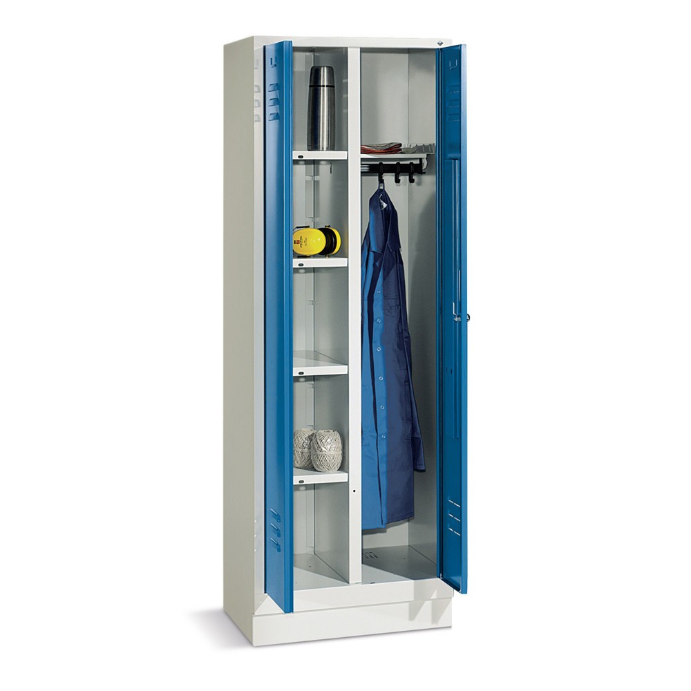 Image of Wäsche- und Garderobenschrank mit Haken – für die sichere Aufbewahrung von Arbeitskleidung Ein Garderobenschrank mit Kleiderstange und Schiebehaken ermöglicht Ihren Mitarbeitern, Mäntel, Jacken, Wertgegenstände oder Arbeitskleidung sicher zu verwahren. Du