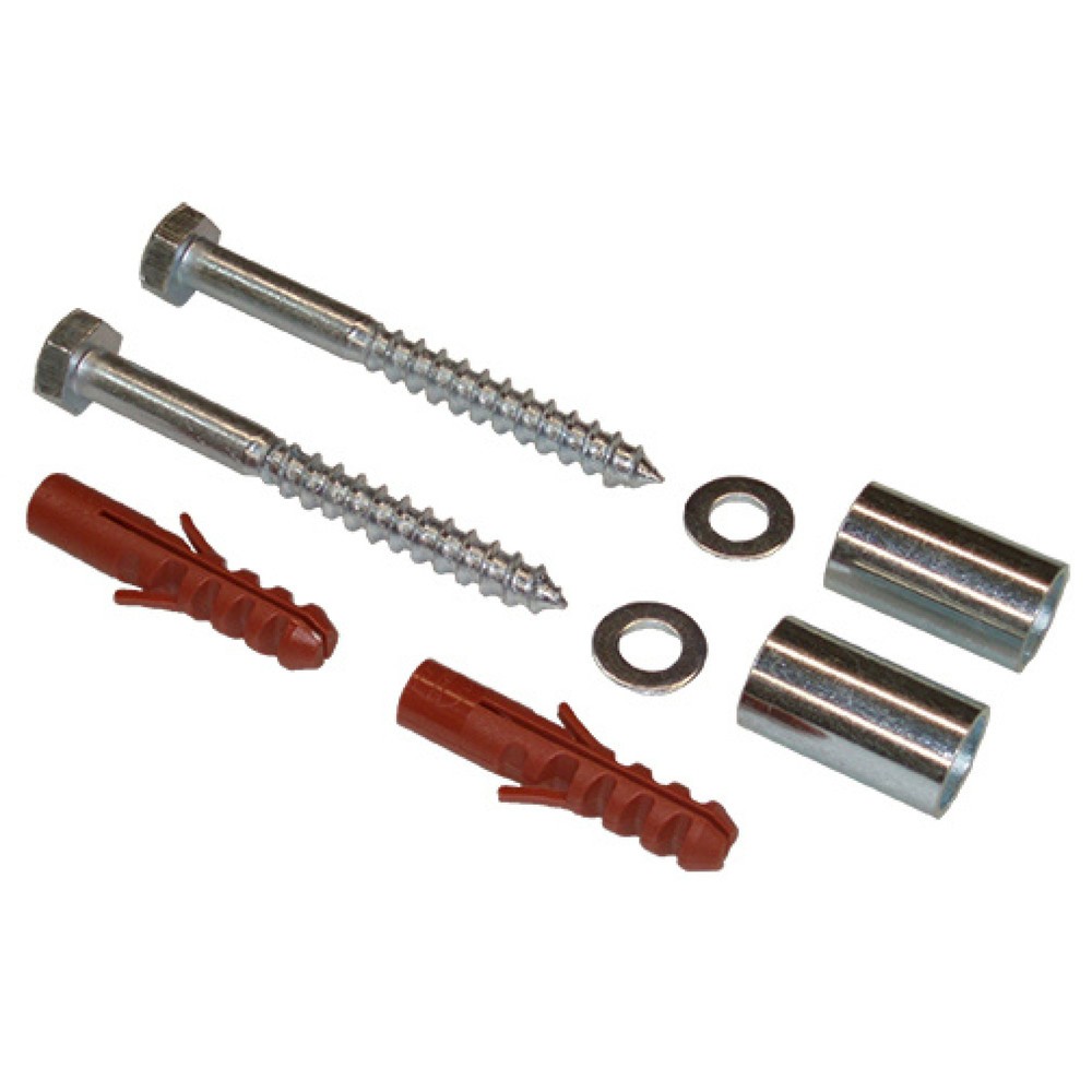 Image of  Inkl. Sechskantschrauben, Kunststoffdübel, U-Scheiben, Distanzhülsen (je 2)Wand-Befestigungsset für Abfallbehälter ''Saubermännchen'', Stahlblech, 45 Liter Wand-Befestigungsset für Abfallbehälter ''Saubermännchen'', Stahlblech, 45 Liter