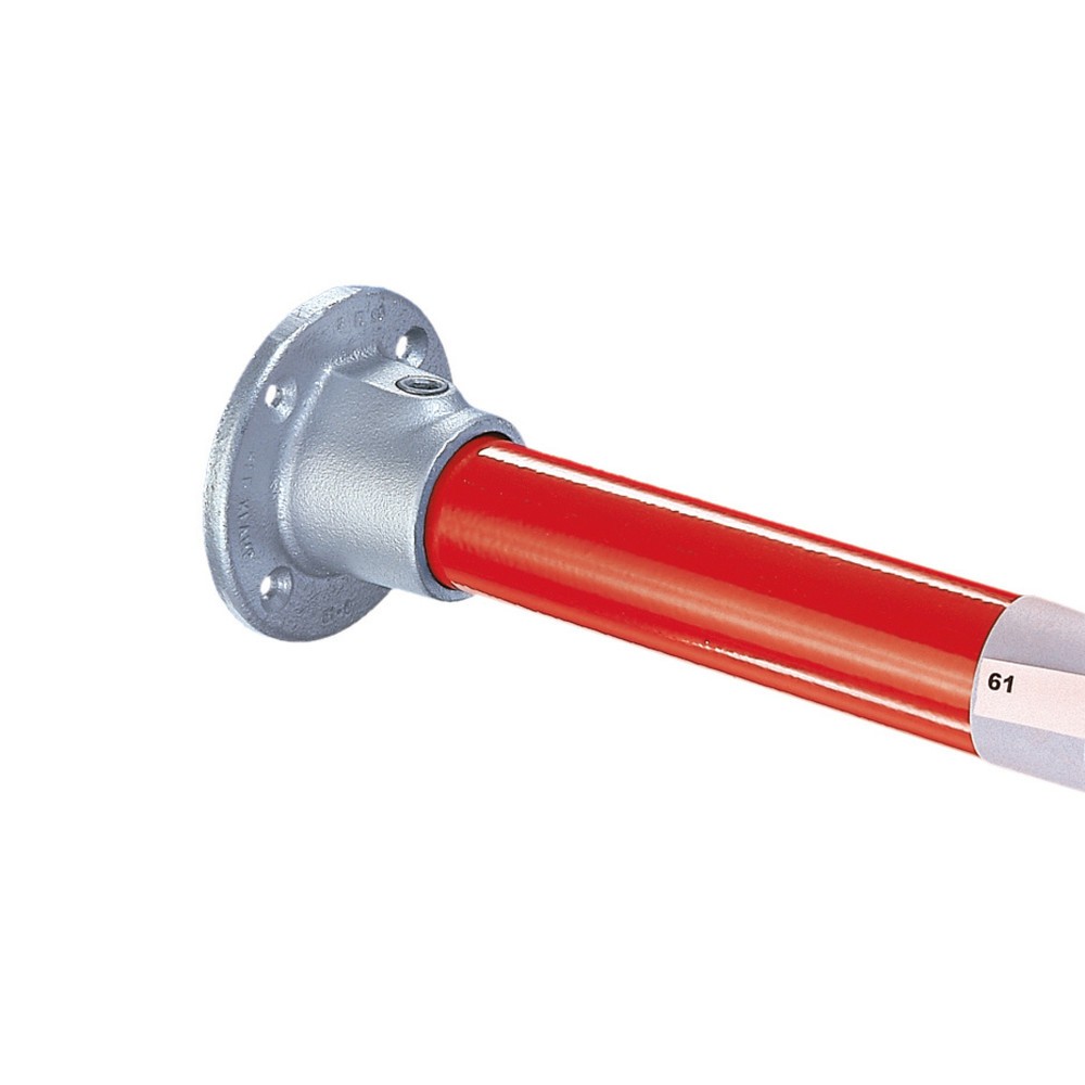 Image of Belastbare Wandbefestigung für ein Kee Klamp® Rohrverbindersystem Diese Verbinder dienen der sicheren Wandbefestigung von Rohren, beispielsweise für Sicherheitsgeländer. Mit der Wandbefestigung kann dieses im 90°-Winkel zur Wand angebracht werden. Die Roh