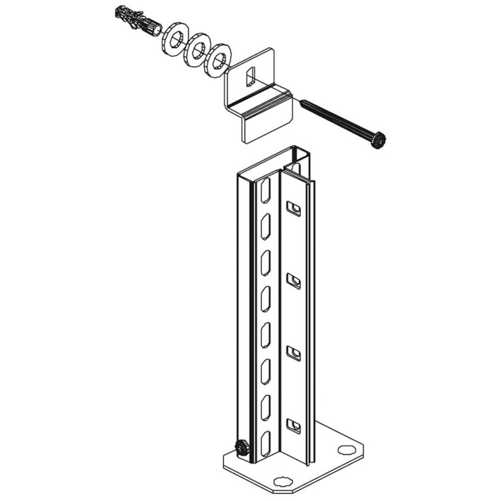 Image of  Verzinkte OberflächeWandbefestigungsset für Akten-/Fachbodenregal META mit Stecksystem, Grundfeld Wandbefestigungsset für Akten-/Fachbodenregal META mit Stecksystem, Grundfeld