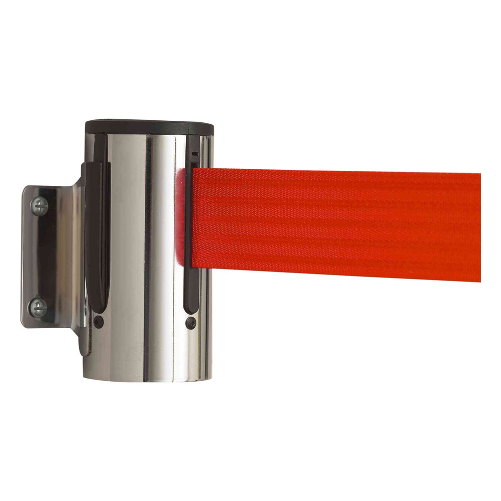 Image of Ein Absperrgurt für den flexiblen und effektiven Einsatz Für Bereiche in Ihrem Lager oder auf dem Firmengelände, die regelmässig kurzfristig abgesperrt werden müssen, sind an der Wand angebrachte Wandgurte eine praktische und platzsparende Lösung. Wenn Si