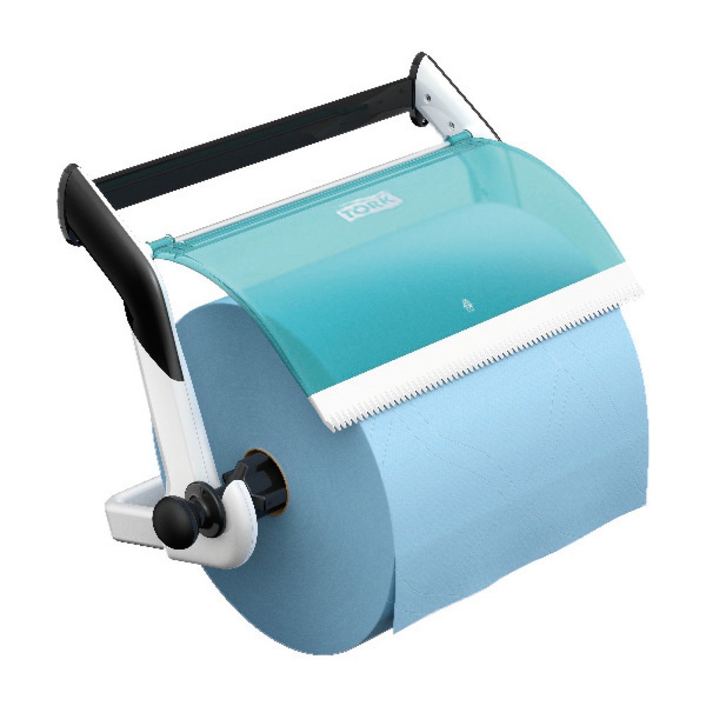 Image of Leicht bedienbar – der Rollenspender TORK® Performance für die Wand-Installation Der Wandhalter von TORK® ist für eine einfache Bedienung ergonomisch entworfen. Der Rollenspender ist mit verstärkten Zähnen ausgestattet, sodass Sie das Papier schnell und e