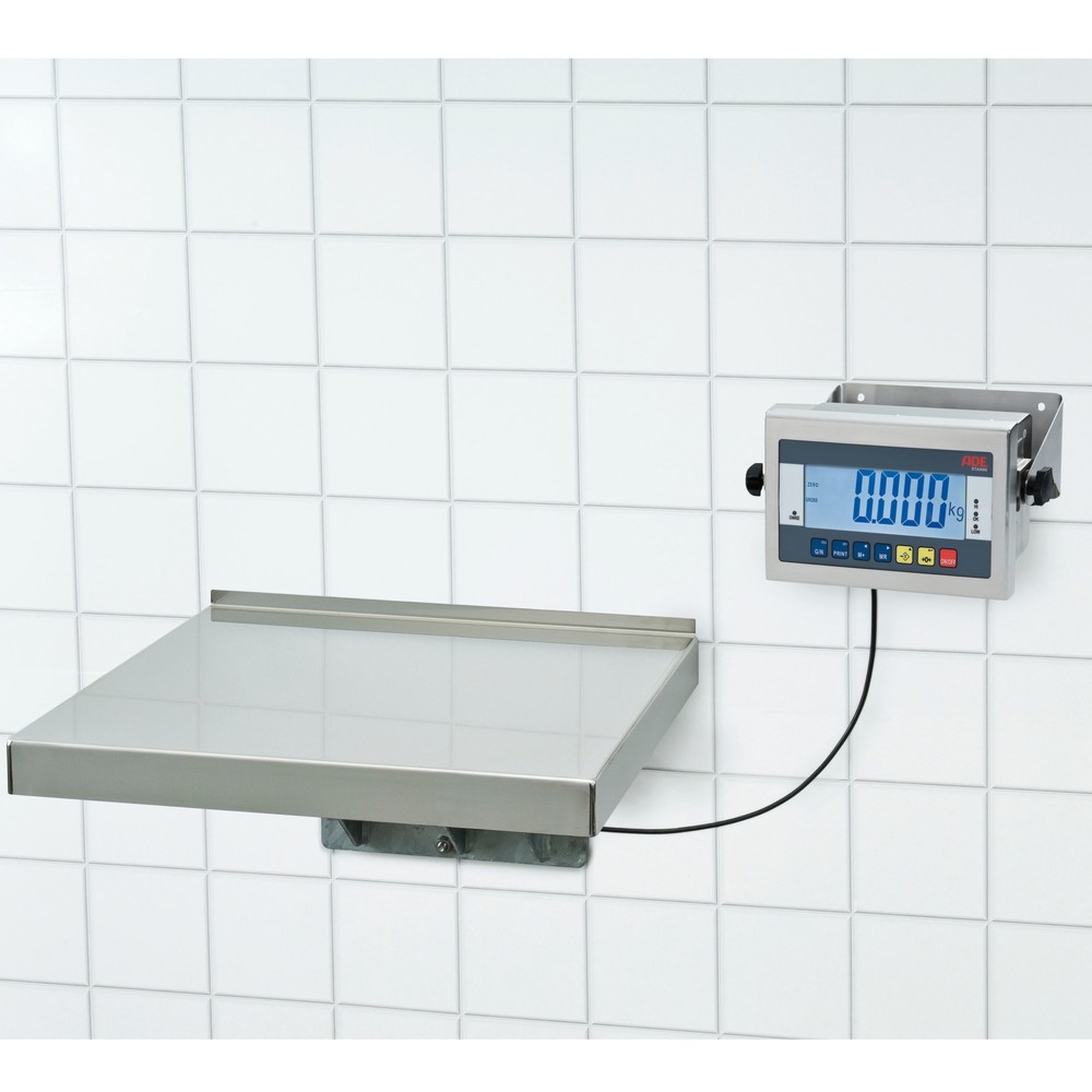 Image of Wandwaagen für Wägungen auf kleinem Raum Die Wandwaage ADE ist durch ihre Montage platzsparend und eignet sich besonders für den Einsatz in kleinen Räumen. Benötigen Sie die Wandwaage nicht, klappen Sie den Wiegetisch einfach nach oben. So haben Sie mehr 