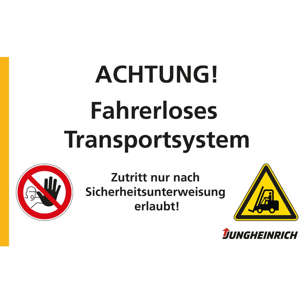 Image of  In verschiedenen Ausführungen erhältlichWarnschild - "Fahrerloses Transportsystem", weiss, BxH 800 x 500 mm Warnschild "Fahrerloses Transportsystem", weiss, BxH 800 x 500 mm