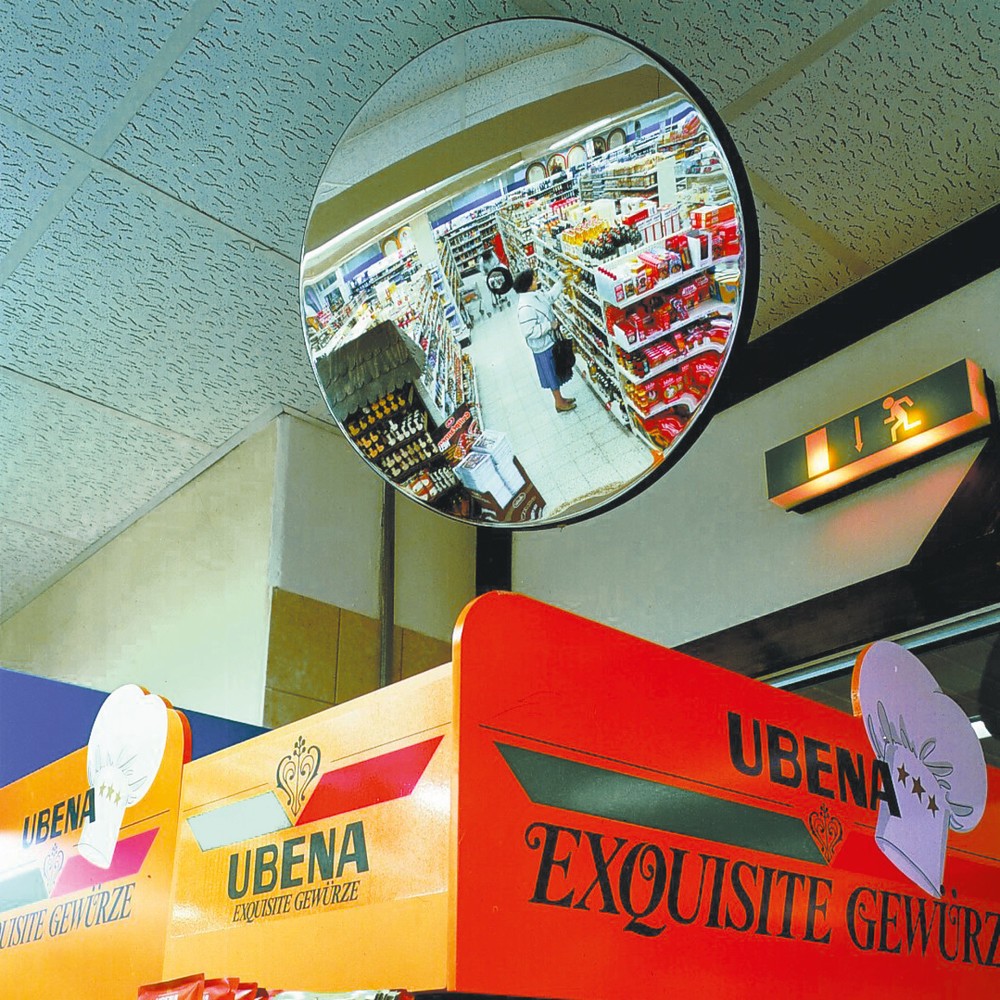 Image of Stabiler Beobachtungsspiegel aus Acryl Der Weitwinkelspiegel DETEKTIV eignet sich optimal als Überwachungsspiegel für Ihre Produktionshallen, Lagerräume oder Verkaufsmärkte. Überall dort, wo reger Personenverkehr herrscht, unterstützt er Sie darin, Ihren 