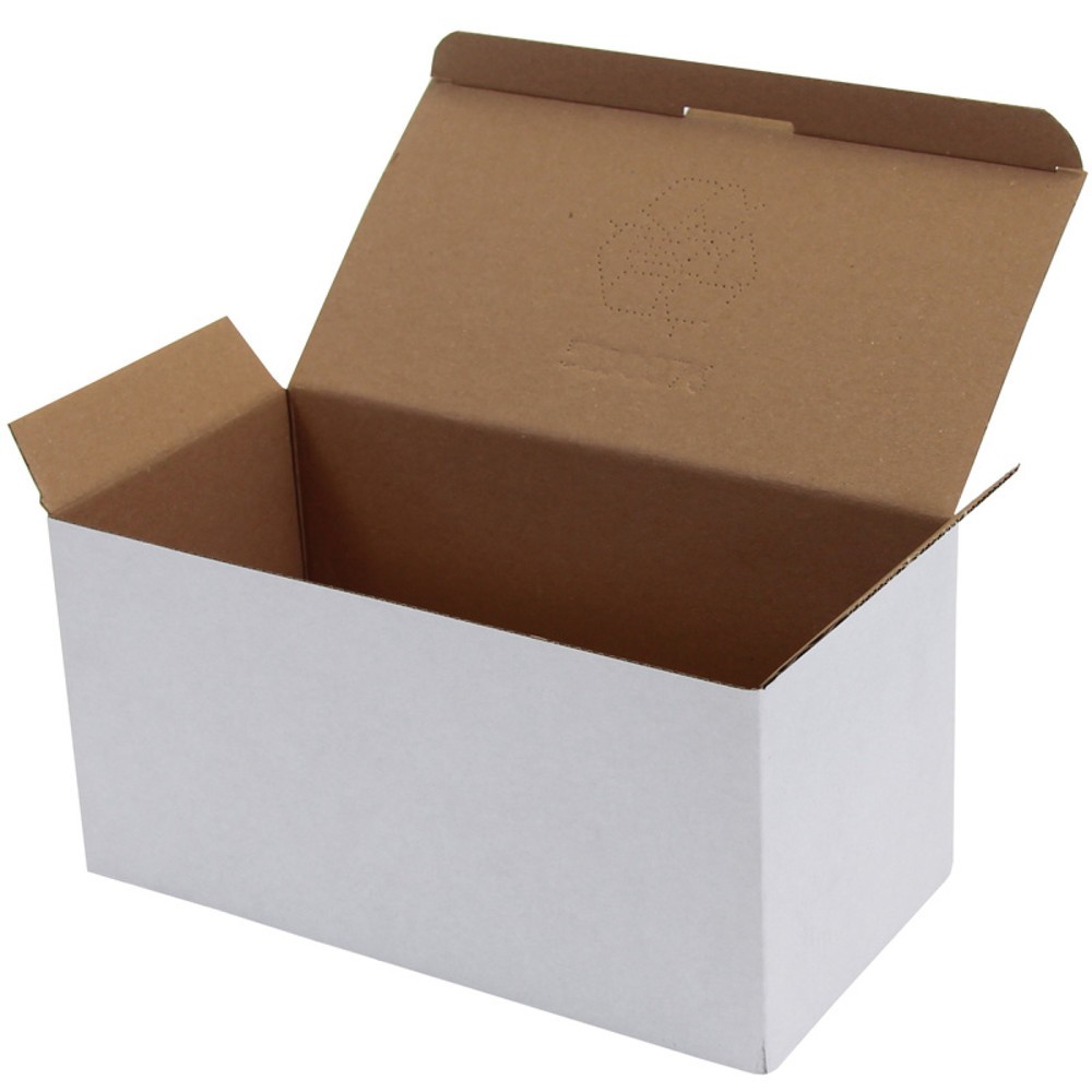 Image of  Geringer Arbeitsaufwand und hohe ZeitersparnisWellpapp-Faltkarton 1-wellig, 236 x 118 x 115 mm, weiss, Automatikboden Wellpapp-Faltkarton 1-wellig, 236 x 118 x 115 mm, weiss, Automatikboden