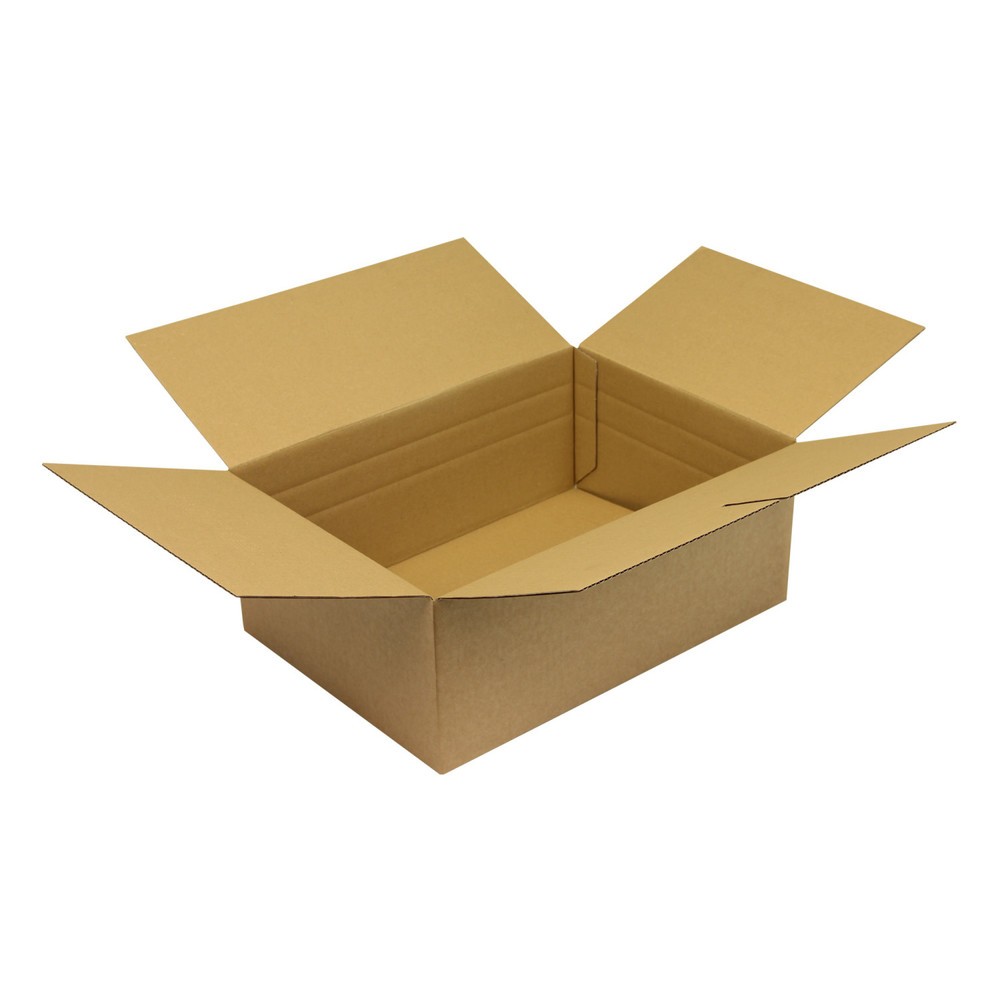 Image of  Platzsparende Lagerung durch flachliegende AnlieferungWellpapp-Faltkarton 1-wellig, 350 x 250 x 135 mm, Qualität 1.30 C, braun Wellpapp-Faltkarton 1-wellig, 350 x 250 x 135 mm, Qualität 1.30 C, braun